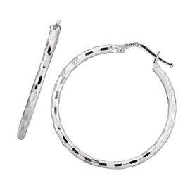 925 Sterling Silver Hoop Earrings - 2x30mm, (3/32" x 1 3/16 Inches)