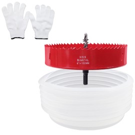 Geesatis 6 Inch Bimetal Hole Saw, Hole Cutter with Dust Bowl Catcher, Handy Hole Saw Kit Set for Metal, Wood, Plastic Cutting, Drywall, PVC Boards, Fiberglass and Vent Pipes