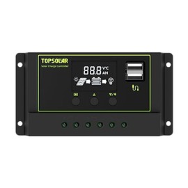 TOPSOLAR 20A 12V/24V PWM Solar Charger Controller w/ LCD Display for AGM, Gel, LiFePO₄ and Flooded Battery.