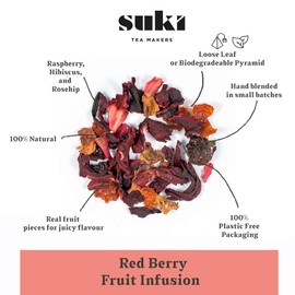 Suki Tea Red Berry Tea - Pack of 50 Pyramid Tea Bags - Mixed Berries, Apple, Hibiscus, Blackberry - Natural Ingredients - Great Taste - Brews in 4-5 Minutes