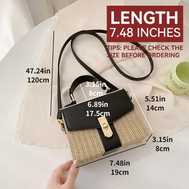 Lifenanny Small Straw Crossbody Shoulder Bag for Women, Retro Woven Beach Handbag for Summer Vocation, Brown