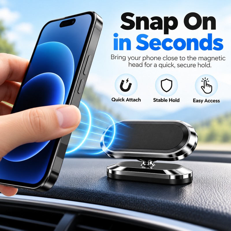 360° Magnetic Car Phone Holder for Driving – Rotating Universal