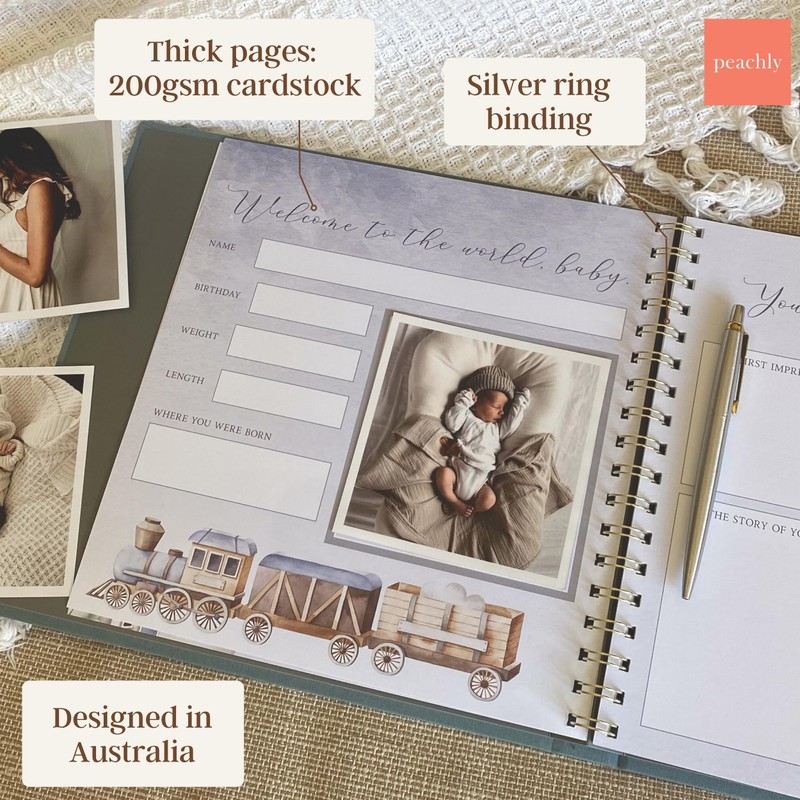 Peachly Baby Boy Memory Book - Baby Book for Boy