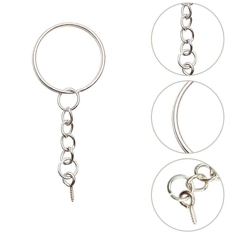Split Keyring with Chain, 10Pcs Key Ring Blanks, Metal Keychain