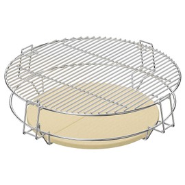 Charkettle Cooking Grate System Kit, Stainless Steel Multi-Level Base Rack with 2PCS Ceramic Heat Deflectors and Cooking Grid, Compatible with Weber 22" Kettle Grills