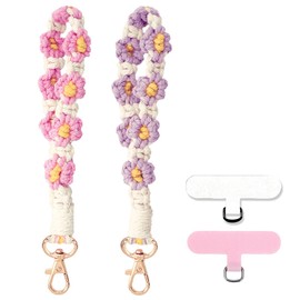 CHIWUTECH Boho Macrame Phone Wrist Strap, Cell Phone Lanyard with Tether Tab, Keychain Wristlet Charm, Anti-Loss Phone Chain