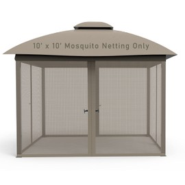 Gazebo Mosquito Netting Screen 4-Panels Universal Replacement for Patio, Outdoor Canopy, Garden and Backyard (10'x10', Beige)