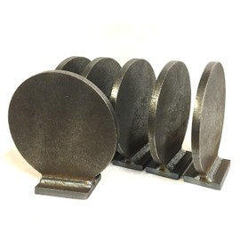 Magnum Target - Pistol ONLY 6 Inch Diameter Round Knockover Targets - 6pc Action 3/8" Mild Steel Plates - Unpainted