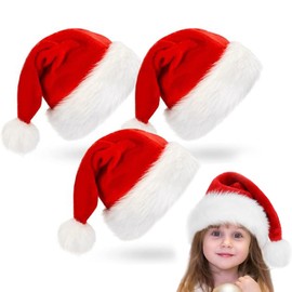 SFSSHUI Pack of 3 Children's Christmas Hat, Santa Hat, Children's Plush Santa Hat, Christmas Hats, Children's Christmas Hat, Children, Santa Hat, Baby for Christmas Party, Christmas Accessories