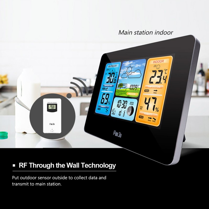 FJ3373 Multifunction Digital Weather Station LCD Alarm Clock Indoor Outdoor