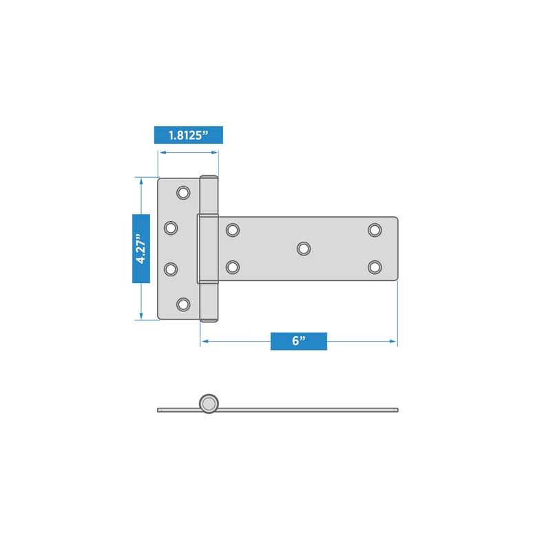 National Hardware N166-035 6-in Industrial T Black Gate Hinge, 2