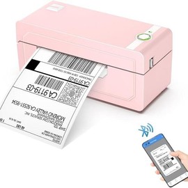 JADENS  Label Printer 268BT -Bluetooth, US Type, Ink-Free,  compatibility, Mobile/PC, 4x6''&More Size Labels,Father's Day Gift:_Pink Pirnter