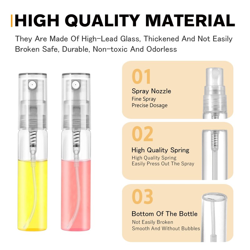 Csdtylh Mini Spray Bottle 5ml, Refillable Glass Spray Bottle, Glass