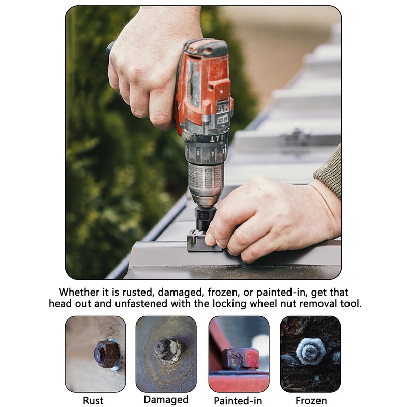 3/8" Locking Wheel Nut Removal Tool, Lytool 14 Pieces Impact