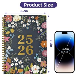 Agenda July 2025 - June 2026 Weekly & Monthly Academic Planner Book Hardcover Agenda Planner with Spiral Binding for Daytimer Schedule (B18-Green)