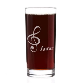 Herz & Heim® Musicians Drinking Glass with Name and Treble Clef Engraving