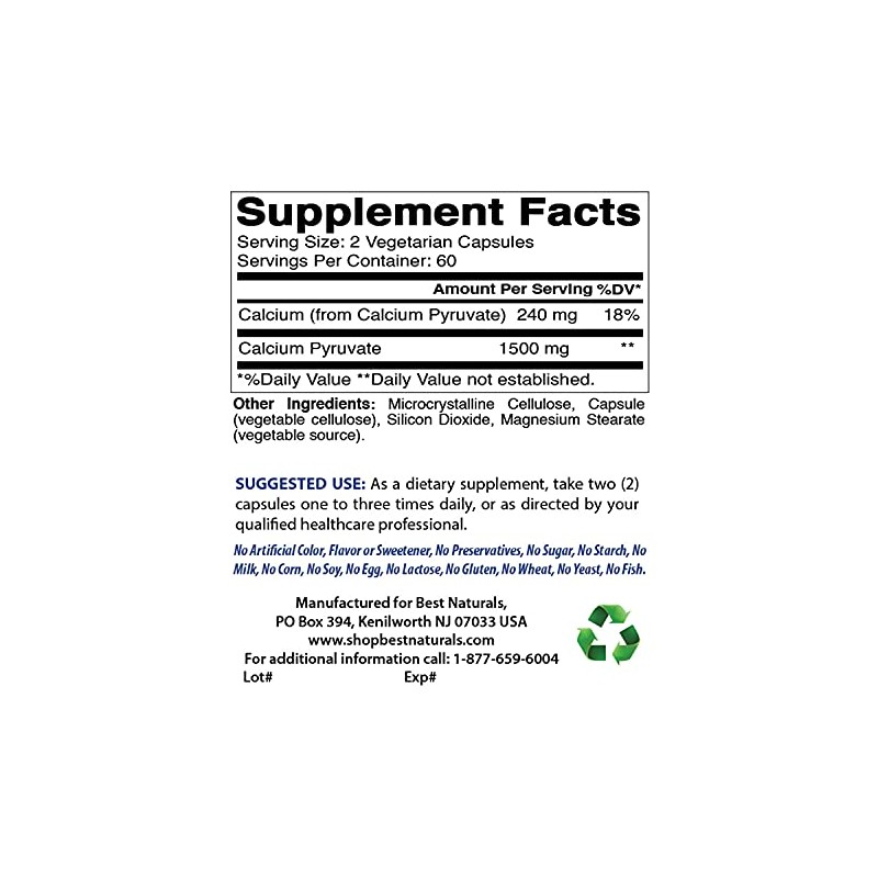 1 piruvato de calcio 750 mg cápsula por Best Naturals