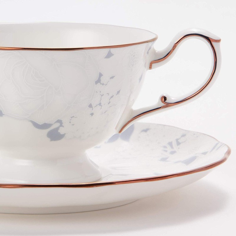 NARUMI(ナルミ) Rose Blanche Cup & Saucer 210cc Blue Floral Pattern