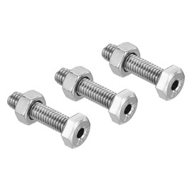 PATIKIL 3 Sets M6 x 25 mm Hollow Outside Hexagonal Screw Cylindrical Lamp Thread Screws Through Hole Screw with Nut 304 Stainless Steel