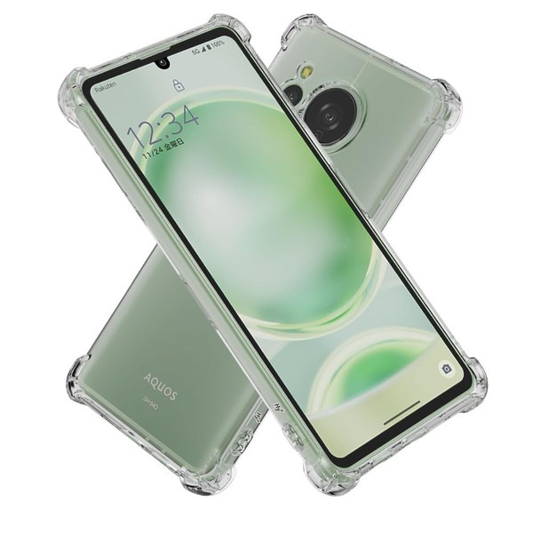 Hy+ AQUOS Sense8 Shockproof Case, SH-54D SHG11 SH-M26 Cover, Strap Hole, US Military MIL Standard, Clear, Built-in Shock Absorption Pocket, TPU Case