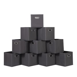 SEVENDOME Fabric Cloth Storage Bins,Fabric Cube Organizer with Dual Handles Foldable Cube Storage Baskets for Home Bedroom Storage,Set of 10,(Black)