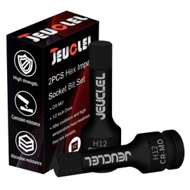 JEUCLEL 2Pcs 12mm Hex Impact Bit Socket, H12 1/2-Inch Impact Drive Allen Socket, Cr-Mo Steel Lengthen Hex Screwdriver Adapter for Electric Ratchet Wrenches Fastening Screws
