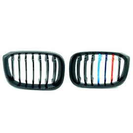 XOPIYAO X3 X4 Grille, M Color Gloss Black Compatible with 2018-2021 X3 X4 G01 G02 Front Kidney Grill, 2pcs Set Single Slat ABS Gloss Black
