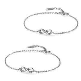Flongo Anklet Friendship Bracelet, Friendship Bracelets for 2, Stainless Steel, Bracelet / Bangle / Anklet, Heart, Rose Gold / Silver, Elegant, for Women / Girls, Stainless Steel