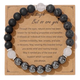 Healing Crystal Bracelet Amethyst Bracelet Genuine Rare Crystal Stone Anxiety Prayer Bracelet Chakra Bracelet Malachite Aquamarine 8MM Beads Best Friend Bracelet Get Well Soon Valentines Day Gift