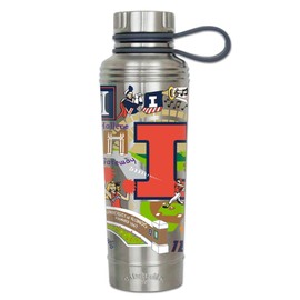 catstudio University of Illinois Collegiate Stainless Steel Water Bottle | Triple Wall Insulation With Non Slip Bottom | Great For Running, Hiking, Sports, & Travel