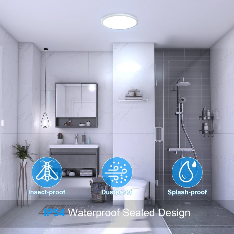LUTW LED Ceiling Light 24W, Round Flush Ceiling Light 6500K
