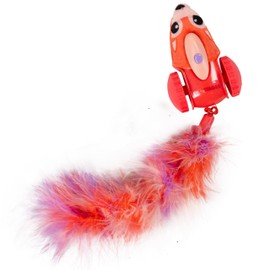 Catstages Racin' Squirrel Robot, Electronic Moving Cat Toy with Feathers, USB Rechargeable, Red