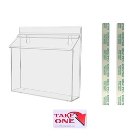 Marketing Holders 4 Pack Outdoor Brochure Holder Holds 9" x 6" Advertising Bifolds and Booklets Clear Acrylic Wall Mount Box with Lid Includes Take One Sticker and Adhesive Strips
