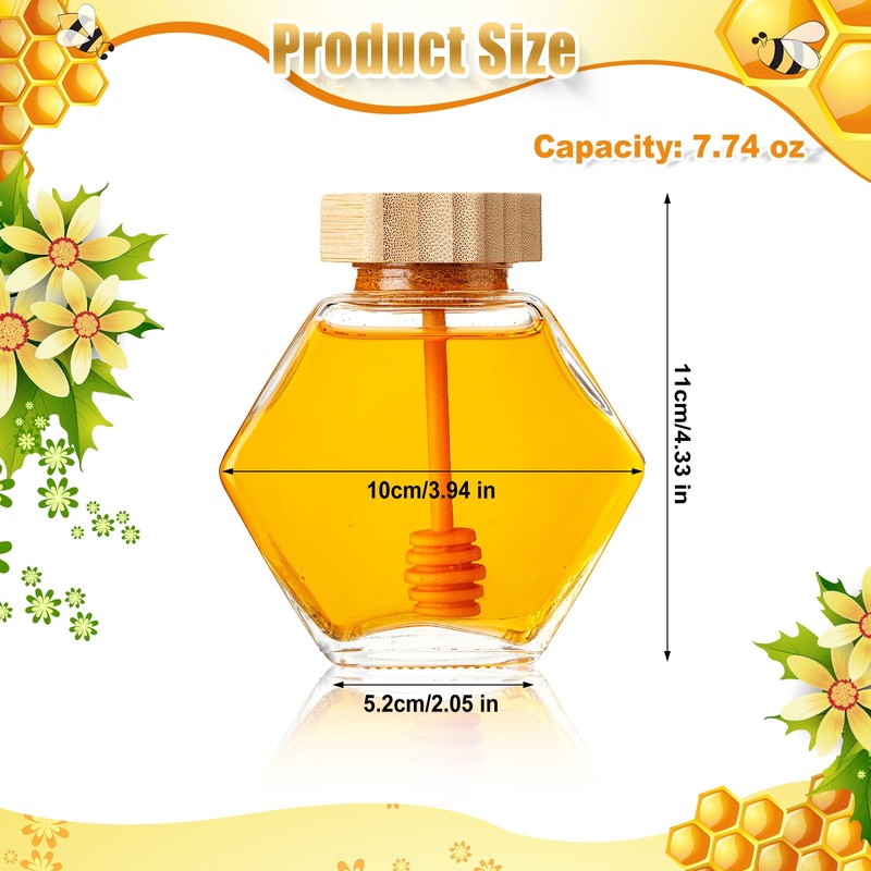 Sunnyray 20 Pcs 220 ml Glass Honey Jars with Dipper