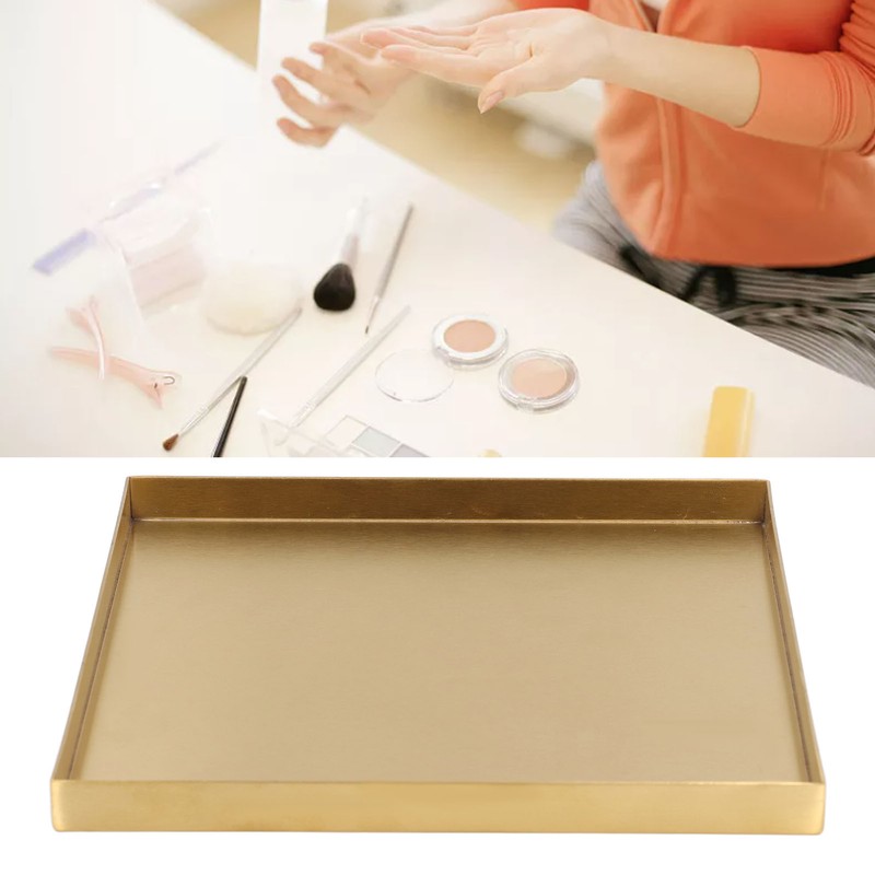 Gold Stainless Steel Tray Decorative Jewelry Dish Makeup Tray Organizer