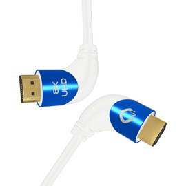 OEHLBACH Shape Magic 90 UHD - 8K Ultra High Speed 2.1 HDMI Cable - Certified 48 Gbps (90 Degree Angled Connector, OFC Copper, 4K @ 120Hz, 8K @ 60Hz, eARC, Dynamic HDR) White - 1.5 m