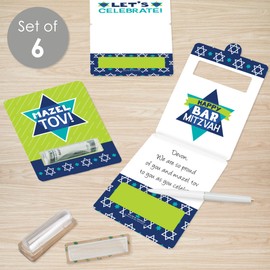 Big Dot of Happiness Blue Bar Mitzvah - DIY Assorted Boy Party Cash Holder Gift - Funny Money Cards - Set of 6