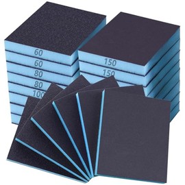 Paquete de 16 esponjas de lijado, 60 80 100 120 150 180 240 320 bloque de lijado grueso de grano medio fino, bloque de lija seco húmedo de papel de lija para muebles de madera, metal