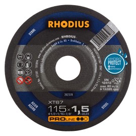 RHODIUS XT67 | Pack of 10 | Diameter 115 mm x 1.5 mm | Cutting Disc Metal | Made in Germany | for Angle Grinders, Steel, Iron, Carbide