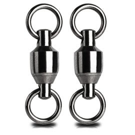 QISHUO High Strength Bearing Swivel Stainless Steel Fishing Welding Ring Snap Swivels Fishing Swivel Black 25 pieces 44.1 lbs (20 kg)