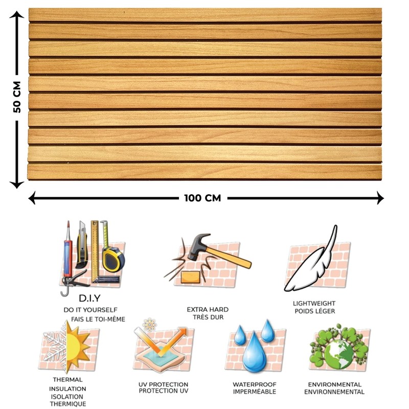 Dundee Deco 3D Wall Panels Wooden Effect - Cladding, Yellow