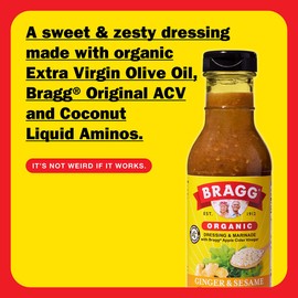 Bragg Organic Ginger and Sesame Salad Dressing and Marinade - 12 fl oz - Gluten-Free Dressing with Bragg Apple Cider Vinegar