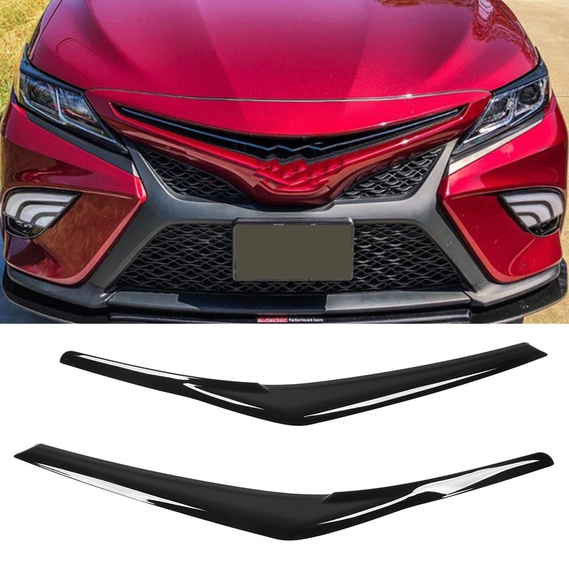 1 Pair Car Headlight Eye Lid Covers Bright Black Smooth
