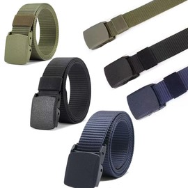Canvas Belt, 3PCS Unisex Nylon Canvas Adjustable Fabric Belt with Plastic Buckle for Men and Women