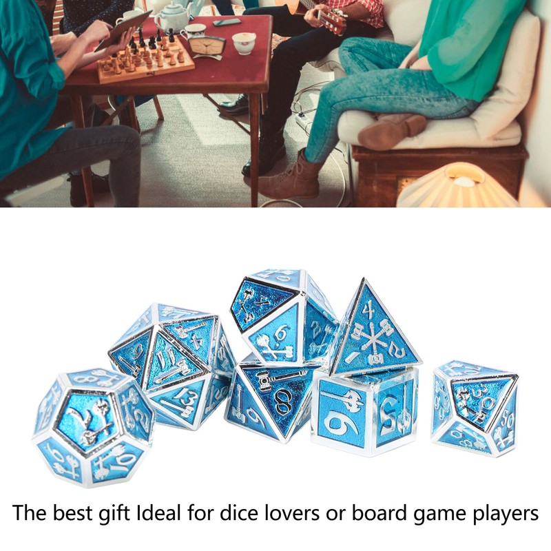 7pcs Polyhedral Dice Set Clear Number Metal Glossy Odorless Table