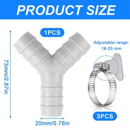 KEMUZ 2-Way Y Distributor, Y Distributor Inlet Hose, Water Connection, Distributor Drain Washing Machine, Double Connection Hose Distributor with 3 Hose Clamps for Dishwasher, Dryer (Grey)