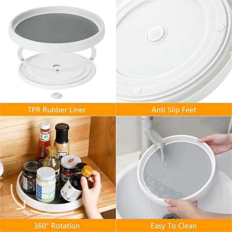 LOLYSIC 2 Pcs Lazy Susan Turntable, 25cm / 9.8" Rotating