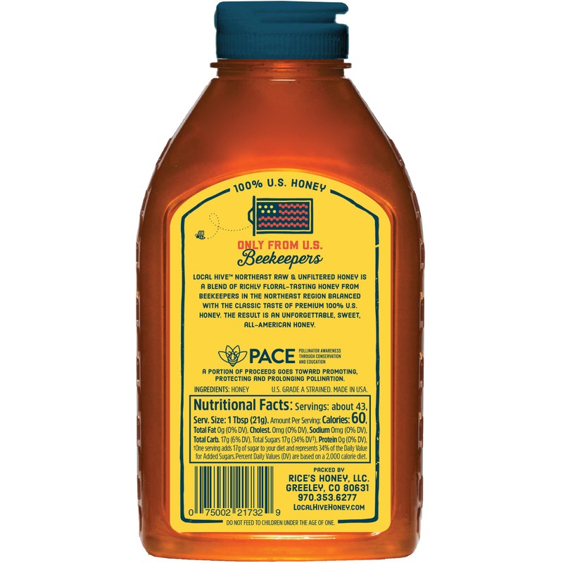 Local Hive Northeast Raw Unfiltered Honey – 32oz, 100% Pure
