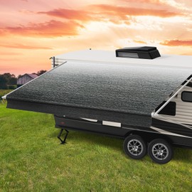 Glamful RV Awning Fabric Replacement,18.5oz Heavy-Duty Vinyl Camper Awning Replacement,RV Canopy Replacement,Trailer Awning Universal for Camper Travel Trailers,Gray Fade-13'(Fabric 12'2")