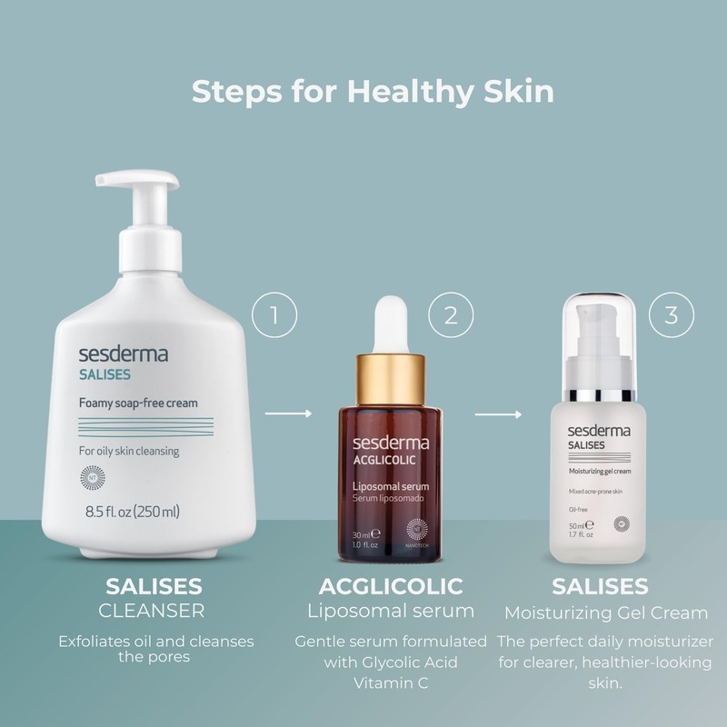 Sesderma SALISES Moisturizing Gel Cream, Acne Treatment for Oily &